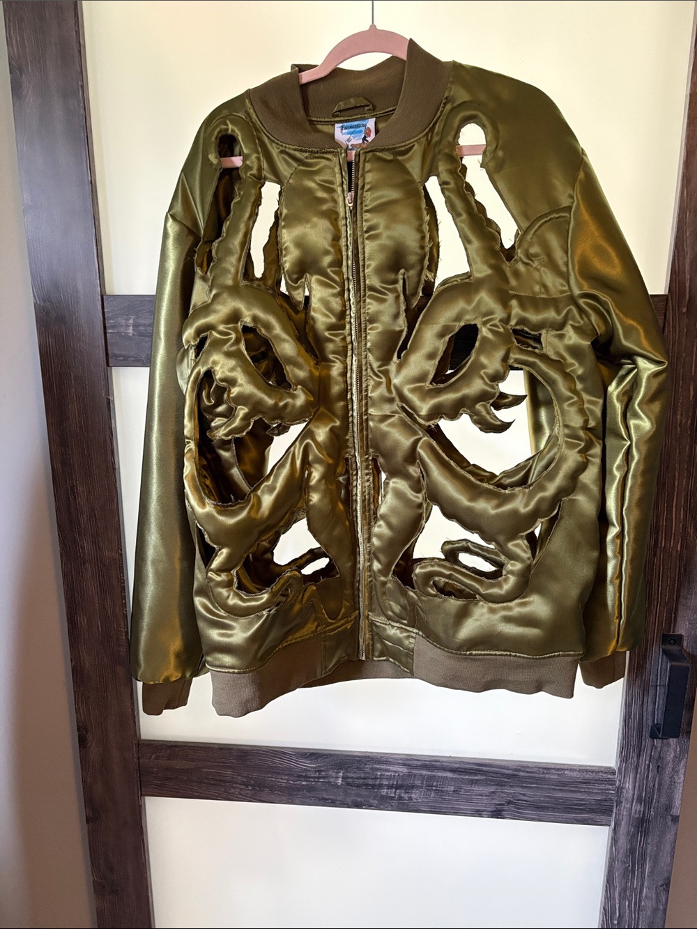 Olive Green Quilted Bomber Jacket - Picture 4 of 6